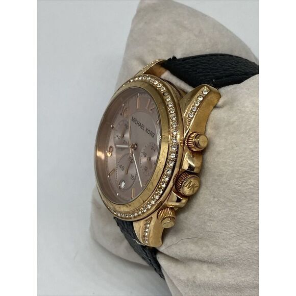 Michael Kors Blair MK-5943 Women's Black Leather Analog Dial Quartz Watch WFH92 - Picture 4 of 12